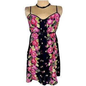Oscar de la Rental Pink Label Dark Floral Slip Dress‎ Chemise Lingerie Medium